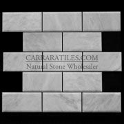 Carrara Marble Italian White Bianco Carrera 3x6 Marble Subway Tile Beveled Polished