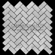 Carrara Marble Italian White Bianco Carrera Herringbone Mosaic Tile Polished